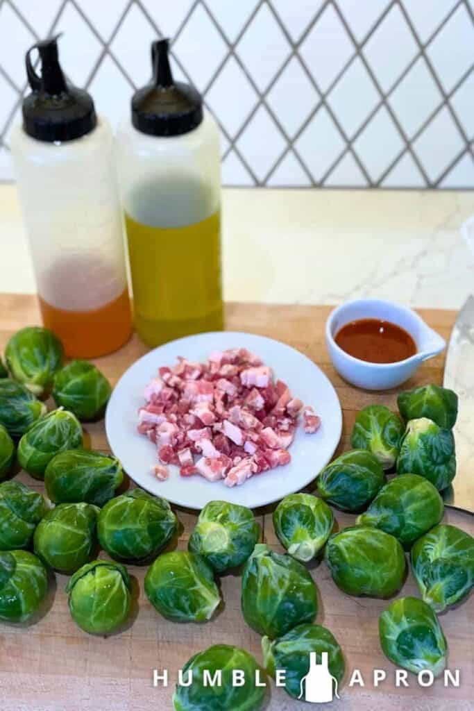 Ingredients, Brussels Sprouts, Pancetta, Sriracha, Olive Oil, Honey