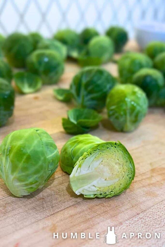 Brussels Sprouts on cutting Board