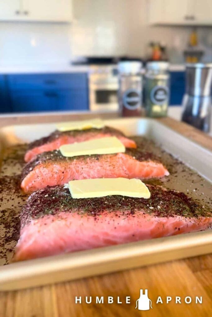 Baked Lemon Dill Salmon before baking