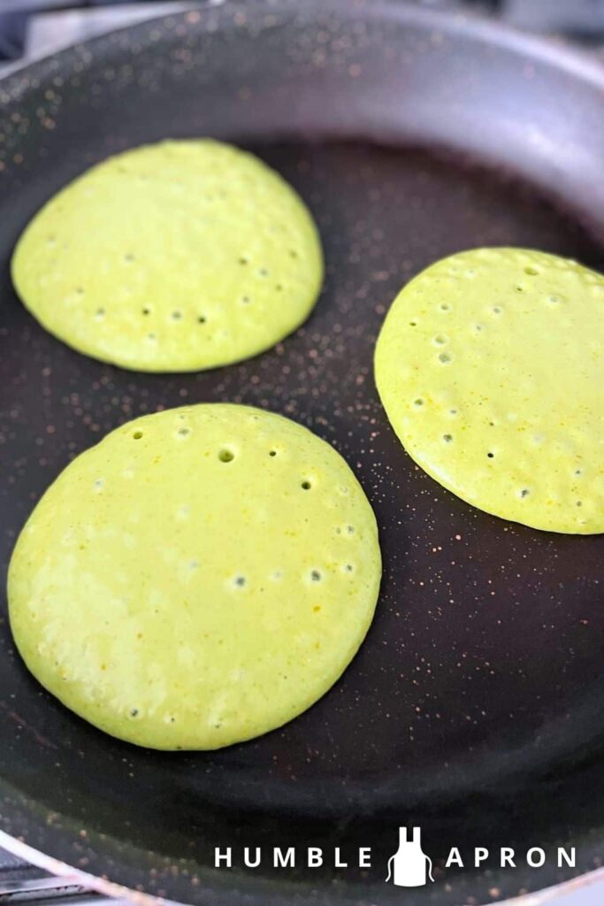 basil pancakes in pan