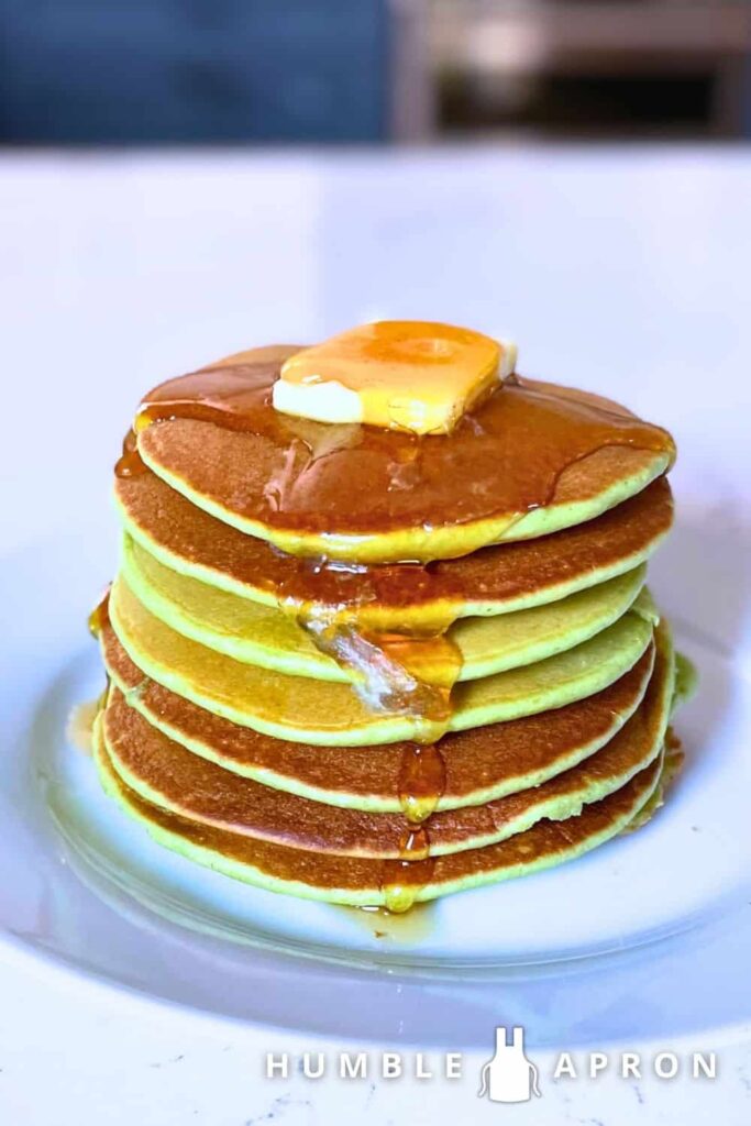 basil cornmeal pancakes stack