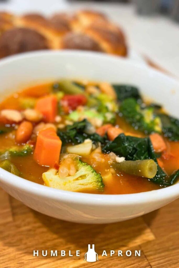 Minestrone Soup with Barley in a bowl