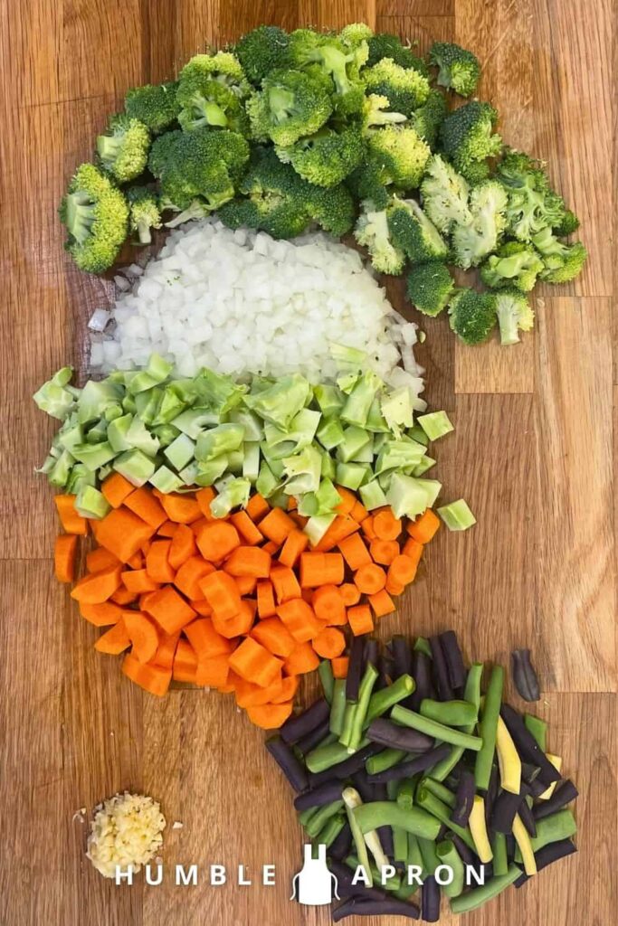 Vegetable Minestrone Soup with Barley - Cut vegetables