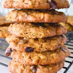 stack of sourdough oatmeal cookies.
