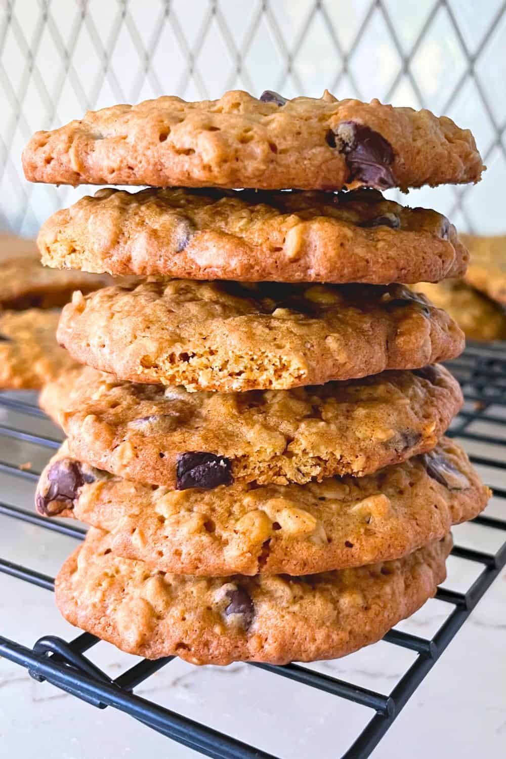 stack of sourdough oatmeal cookies.