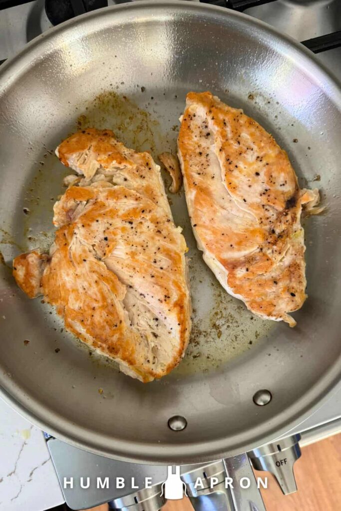 Tuscan Chicken with fresh tomatoes - sear the chicken