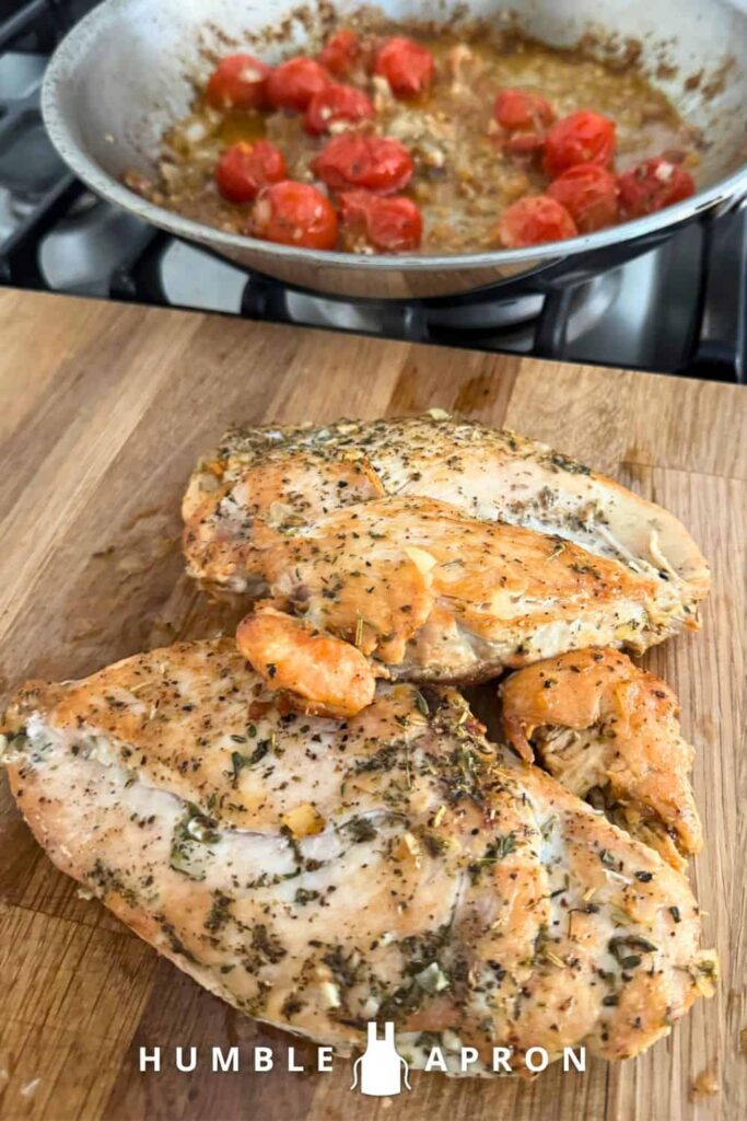 Tuscan Chicken with fresh tomatoes - rest the chicken