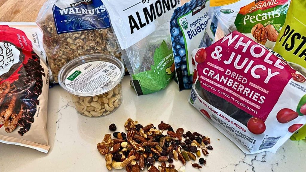 healthy trail mix ingredients.